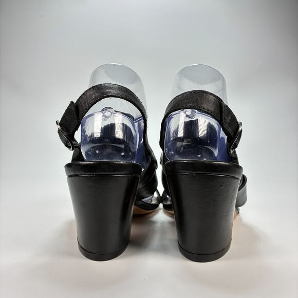 Bernardo Black Leather Adjustable Ankle Strap Block Heel Sandal Womens Size 9.5M - Picture 5 of 10